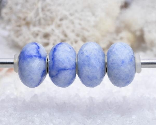 Blue Aventurine Ampearlbeads Faceted Natural Gemstone Bead for European Charms Bracelets