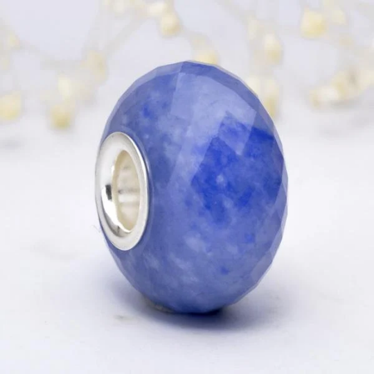 Blue Aventurine Ampearlbeads Faceted Natural Gemstone Bead for European Charms Bracelets
