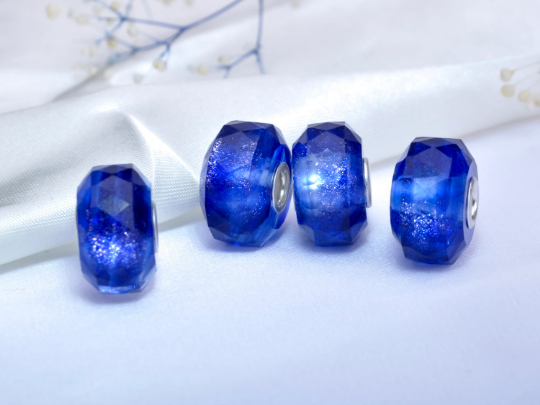 Faceted Stylish Blue Sand Stone Bead with Small Core Natural Beads Blue Charm