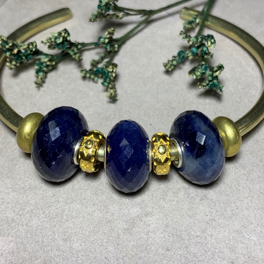 Gorgeous Faceted Blue Sapphire Beads Gemstone Beads For European Trollbeads Bracelets and Some of the Pandora Bangles