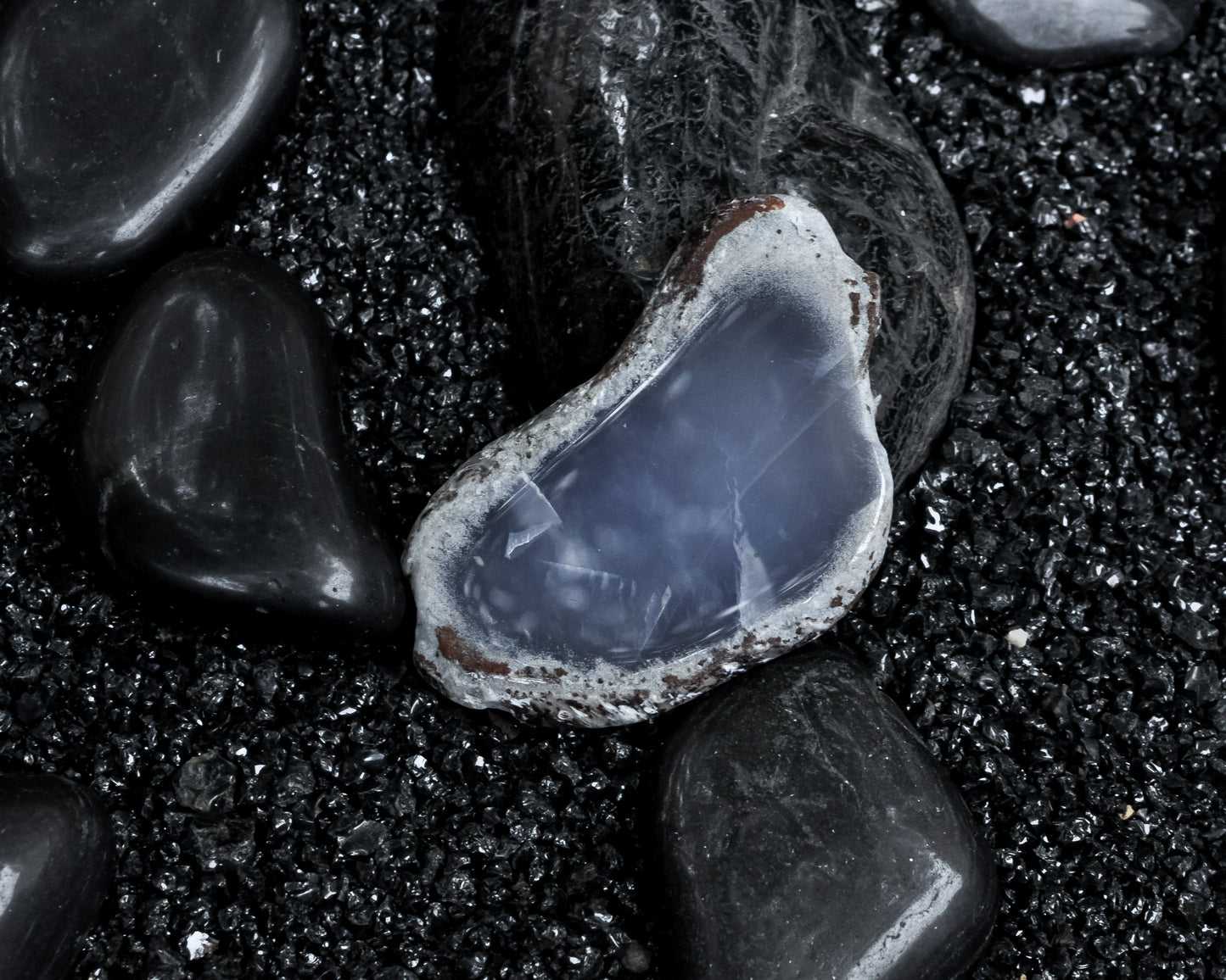 Natural Blue Chalcedony Gemstone Slide Polished Stone Ampearlbeads