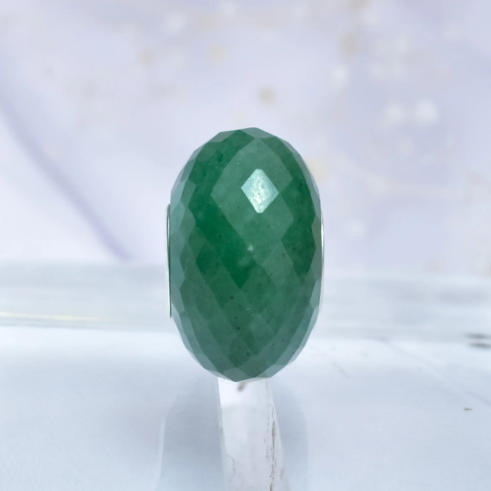 Faceted Green Aventurine Beads with Large Core for European Bracelets