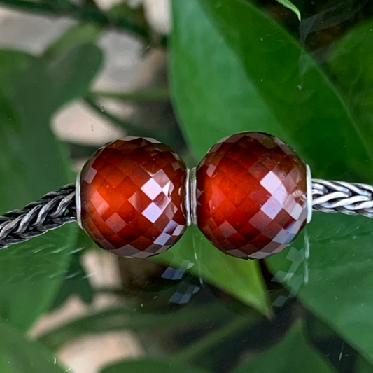 11.5~12.5mm Faceted Hessonite Garnet Beads Round Gemstone Bead with Small Core for European Trollbeads Charm Bracelets and Pandora Bangles