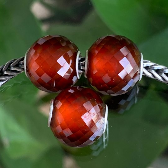 11.5~12.5mm Faceted Hessonite Garnet Beads Round Gemstone Bead with Small Core for European Trollbeads Charm Bracelets and Pandora Bangles