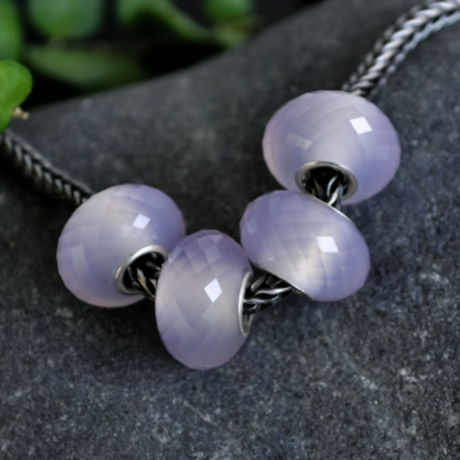 Faceted Purple Chalcedony Bead with Sterling Silver Core for European Charms Bracelets