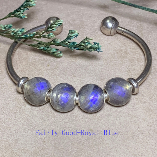 Faceted Round Labradorite Gemstone Beads with Silver Core Fit Charm EuropeanTrollbeads Bracelets or Pandora Bangles