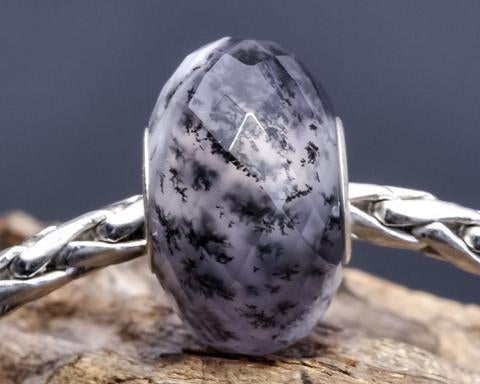 Faceted Agate Dendritic Partially Transparent Bead6