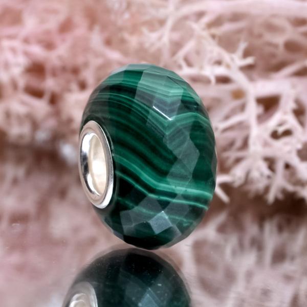 Faceted Blackish Green Malachite bead1
