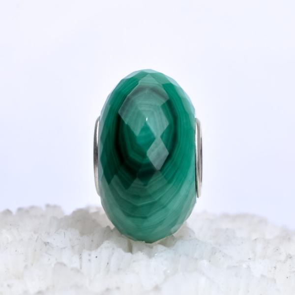 Faceted Blackish Green Malachite bead4