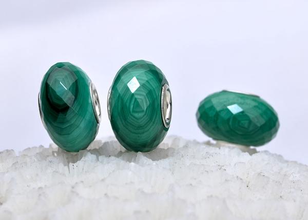 Faceted Blackish Green Malachite bead6