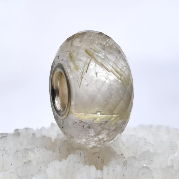 Faceted Golden Rutilite Quartz Bead Few hair quartz-good1
