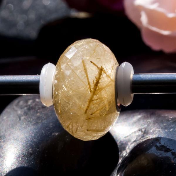 Faceted Golden Rutilite Quartz Bead Hairly quartz-good5