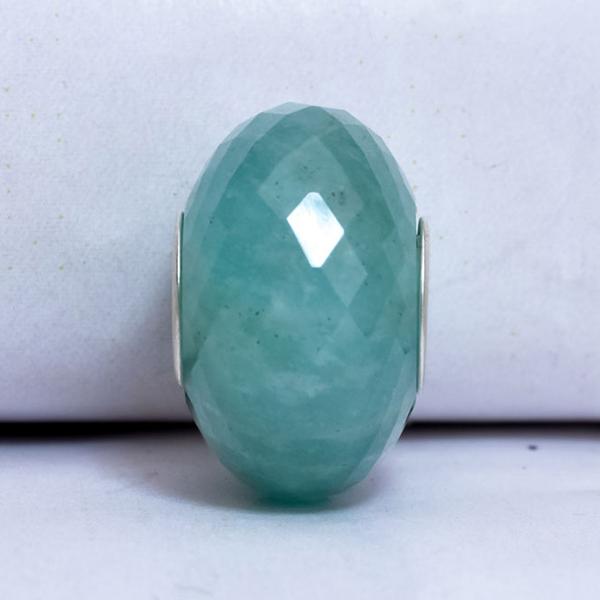 Faceted Green Amazonite Rondelle Gemstone Good1