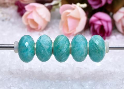 Faceted Green Amazonite Rondelle Gemstone Good5