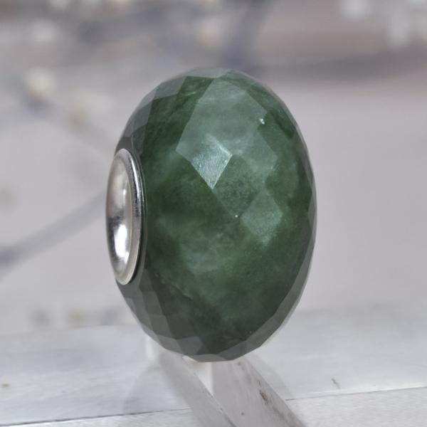 40mm Faceted Green Jade Heart Bead-0215-19