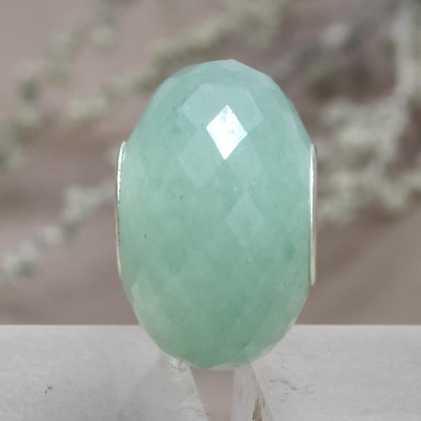 Faceted Light Green Aventurine Beads with Large Core for European Bracelets