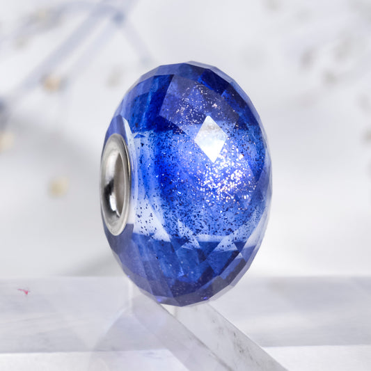Faceted Transparent Blue Sand stone With Multi-Layered Veil Bead for European Charms Bracelets