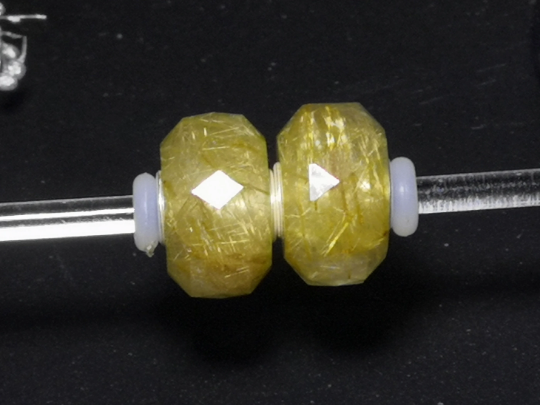 Golden Rutilated Quartz Bead Rod Beads with Small Core Suitable for Charms
