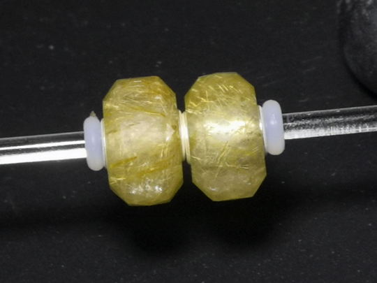 Golden Rutilated Quartz Bead Rod Beads with Small Core Suitable for Charms