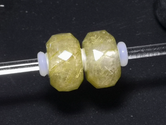 Golden Rutilated Quartz Bead Rod Beads with Small Core Suitable for Charms