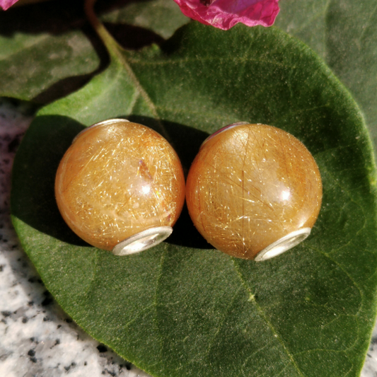 Mini Round Bead Golden Rutilated Quartz Gorgeous Rutilated Quartz with Small Core