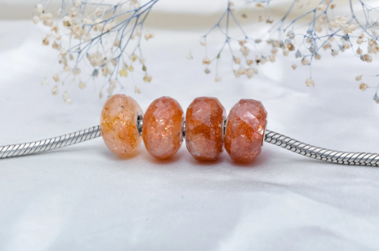 Natural Sunstone beads Golden Strawberry Quartz Beads Gemstone for Pandora or Trollbeads Bracelets Bangles