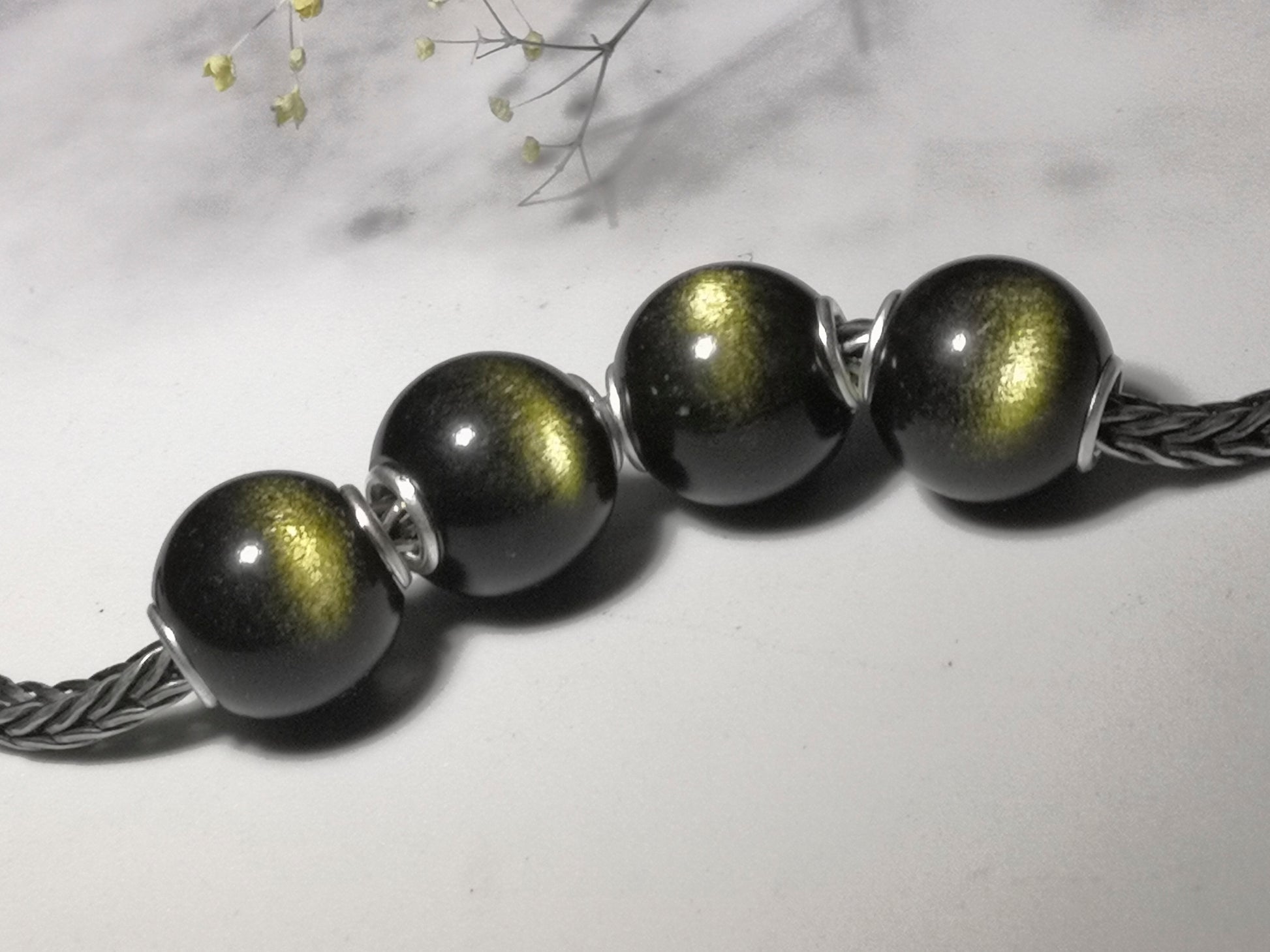 Golden Obsidian Stone Mini Round Bead 5