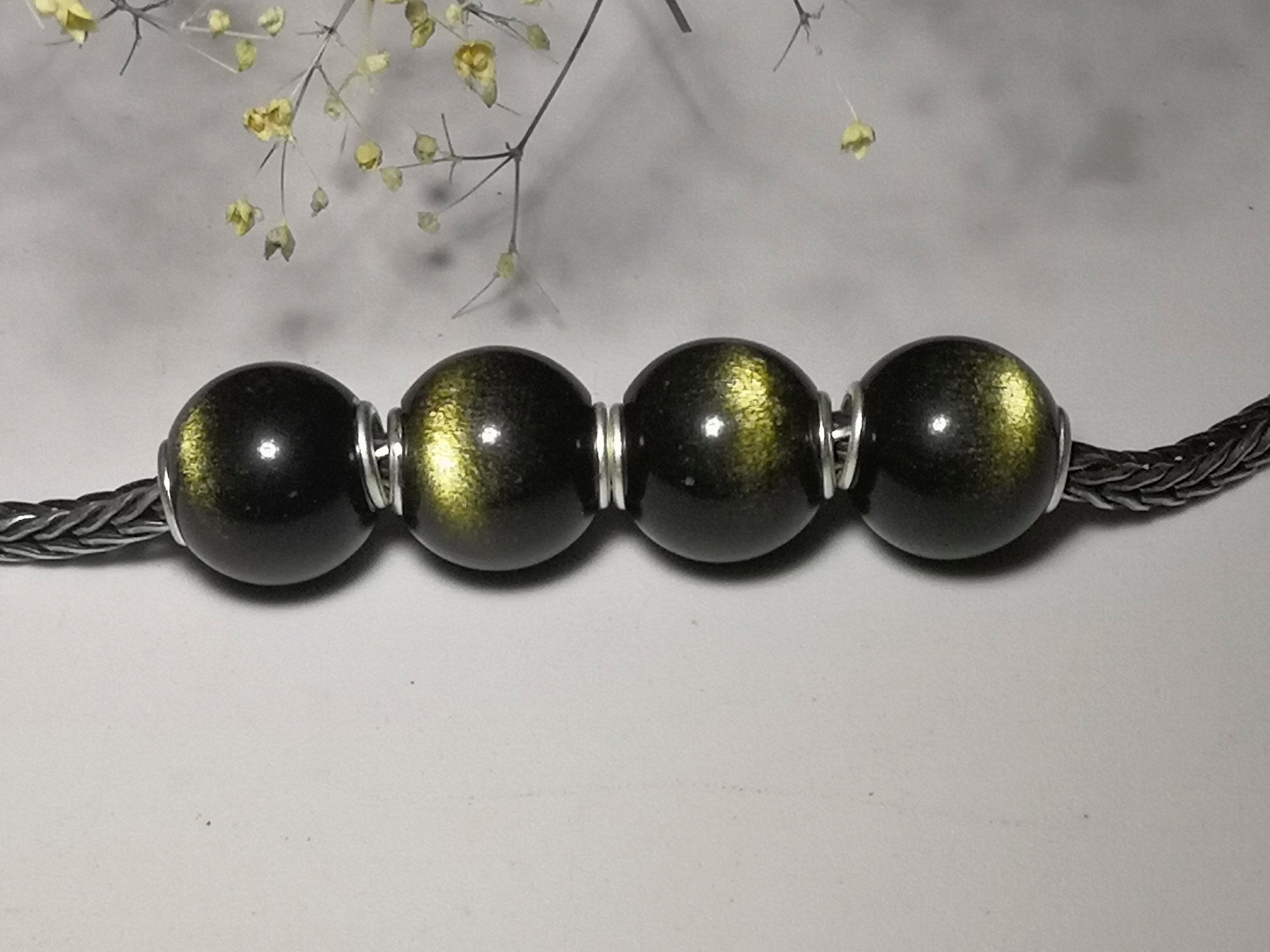 Golden Obsidian Stone Mini Round Bead 4