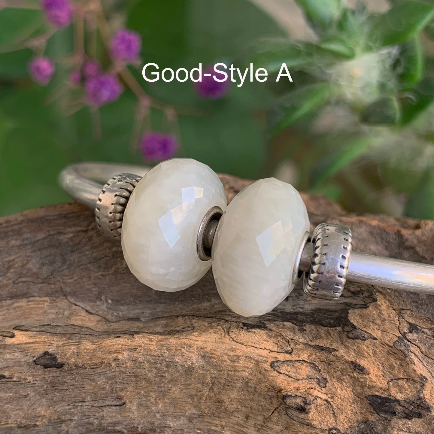 Healthy Gray Moonstone Faceted Bead with Small Silver Core for Charms