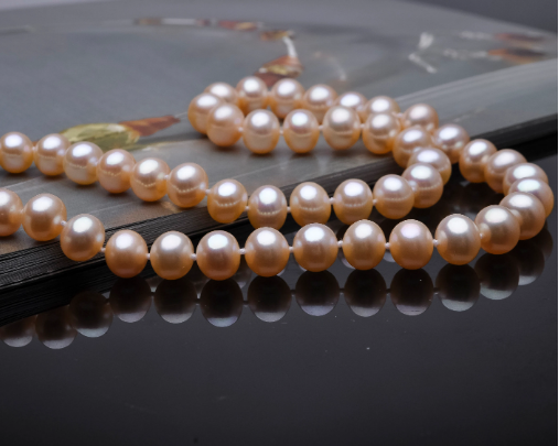 Natural Light Orange Pearl Charm Necklace Gift for Women Wedding Anniversary