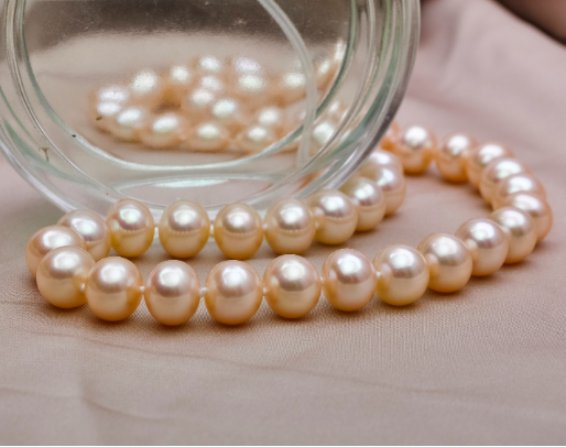 Natural Light Orange Pearl Charm Necklace Gift for Women Wedding Anniversary