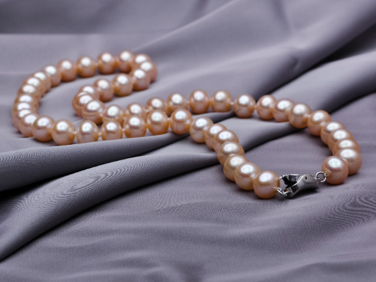 Natural Light Orange Pearl Charm Necklace Gift for Women Wedding Anniversary