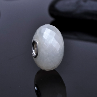 Healthy Gray Moonstone Faceted Bead with Small Silver Core for Charms