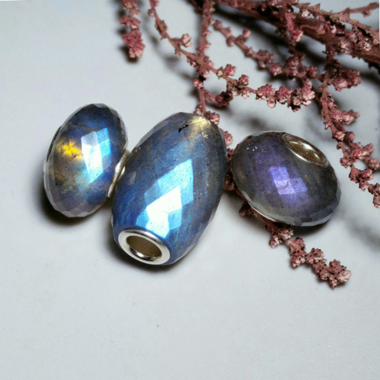 Labradorite Beads Medium Size ~15mm Transparent Quartz Flashy Jewelry Gemstone Beads for Pandora Bangle and Trollbeads Bracelet