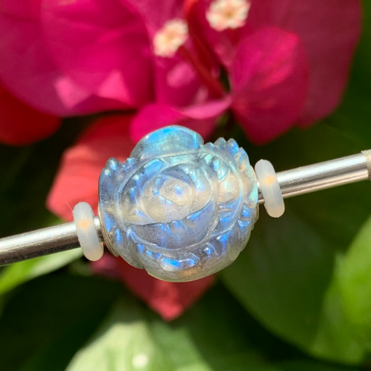 Labradorite Beads Stunning Carved Rose Labradorite Beads Natural Gemstone Beads for Trollbeads Bracelet