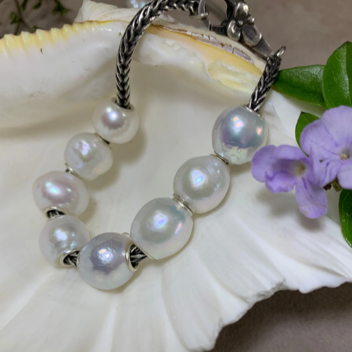 Unique Irregular Shape Large Size White Freshwater Pearl Beads Silver –  AmpearlBeads