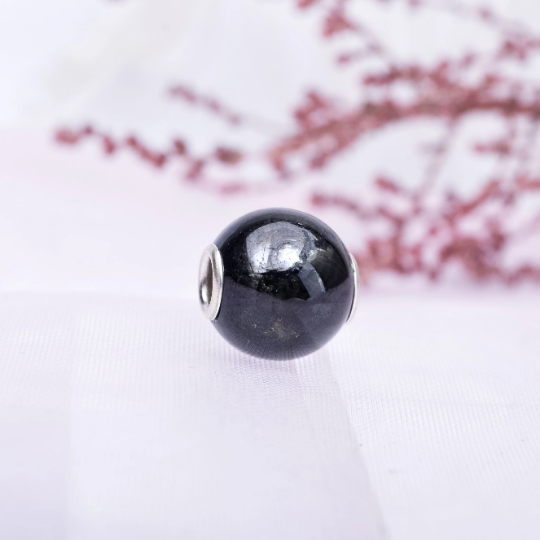 Mini Round Hypersthene beads with Small Silver Core for European Charm Trollbeads Bracelet or Pandora Bangle