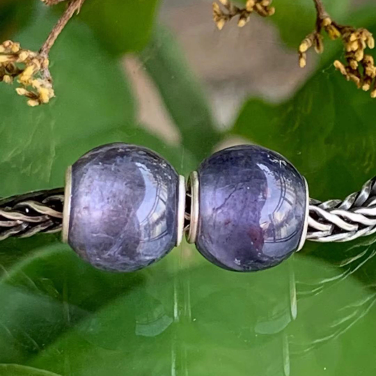 Mini Round Iolite Cordierite Beads Gemstone Beads Charm with Small Core for European Charm Trollbeads Bracelet Bangle or Pandora Bangle