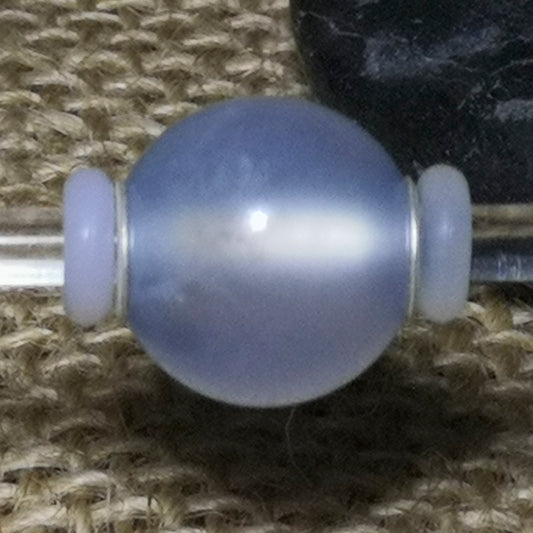 Mini Round Bead Natural Blue Chalcedony Bead European Bracelet Bead with Small Core Genuine Gemstone  1