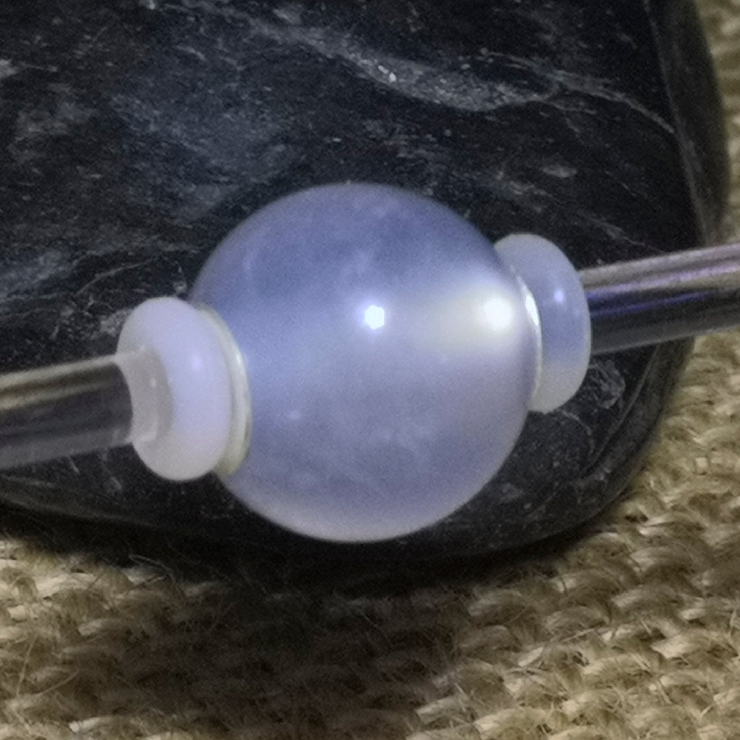 Mini Round Bead Natural Blue Chalcedony Bead European Bracelet Bead with Small Core Genuine Gemstone 4