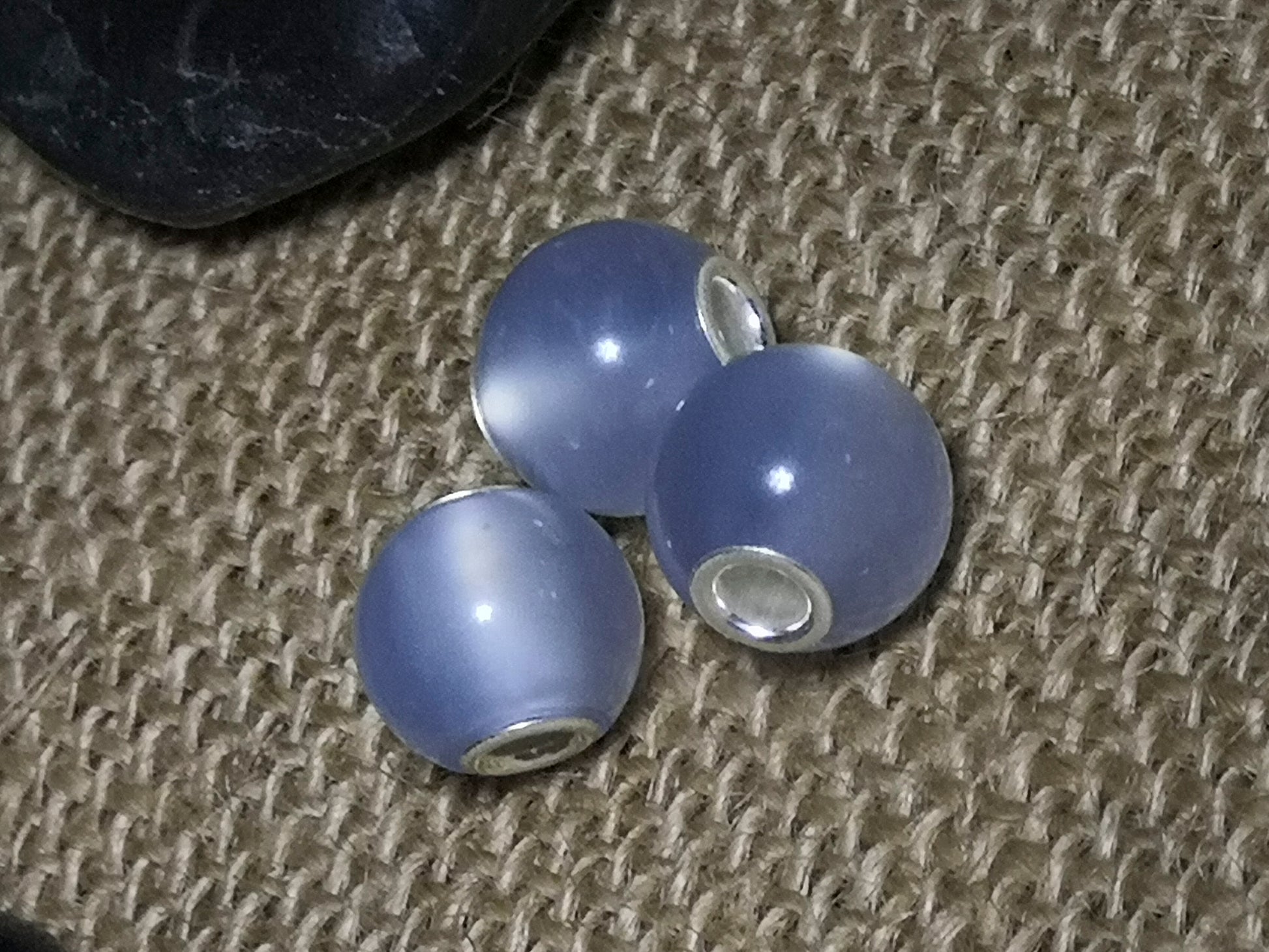 Mini Round Bead Natural Blue Chalcedony Bead European Bracelet Bead with Small Core Genuine Gemstone 6