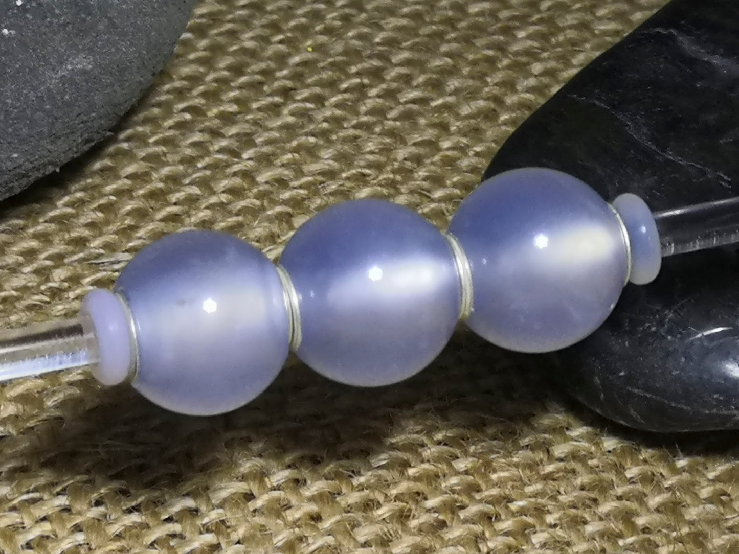Mini Round Bead Natural Blue Chalcedony Bead European Bracelet Bead with Small Core Genuine Gemstone 8