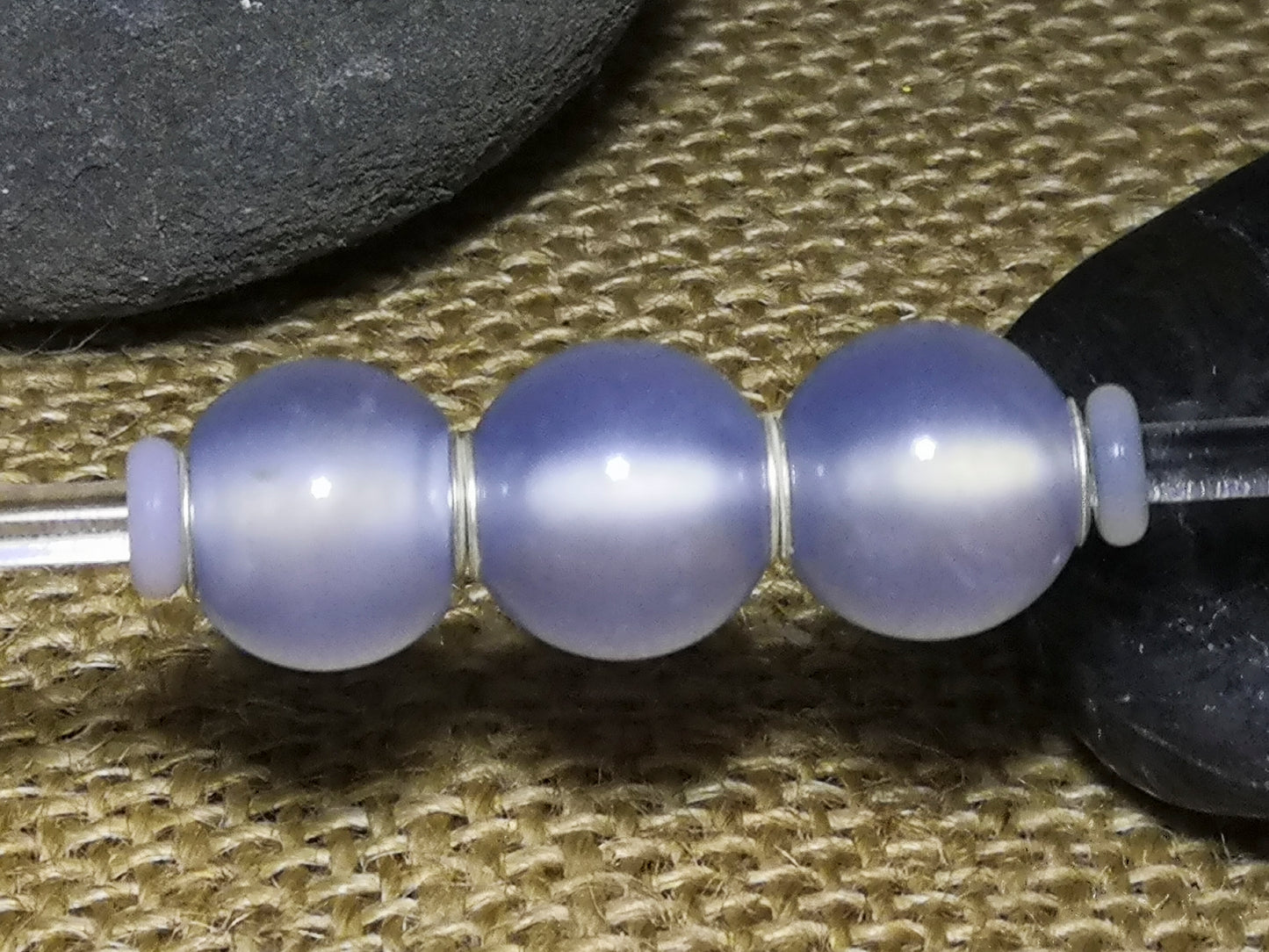 Mini Round Bead Natural Blue Chalcedony Bead European Bracelet Bead with Small Core Genuine Gemstone 7