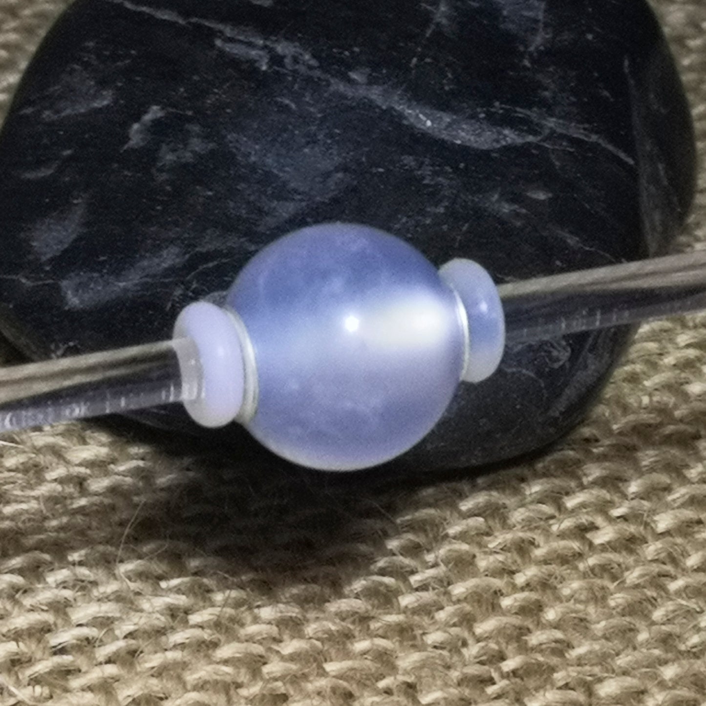 Mini Round Bead Natural Blue Chalcedony Bead European Bracelet Bead with Small Core Genuine Gemstone 3