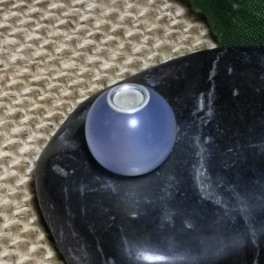 Mini Round Bead Natural Blue Chalcedony Bead European Bracelet Bead with Small Core Genuine Gemstone