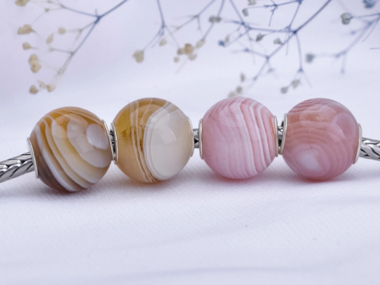 Persian Agate Onyx Mini Round Bead Carnelian Round Pink Onyx Coffee Onyx Yellow Onyx Beads with Sterling Silver Compatible Small Bracelets