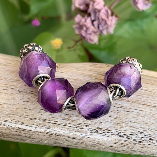 Polyhedral Faceted Amethyst Beads Natural Gemstone Round Beads Ampearlbeads