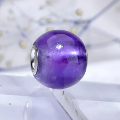 Purple Amethyst Mini Round Bead Maternity Jewelry with Small Core Big Core Charm