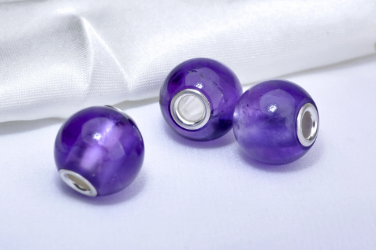 Purple Amethyst Mini Round Bead Maternity Jewelry with Small Core Big Core Charm
