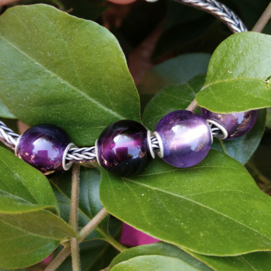 Purple Amethyst Mini Round Bead Maternity Jewelry with Small Core Big Core Charm